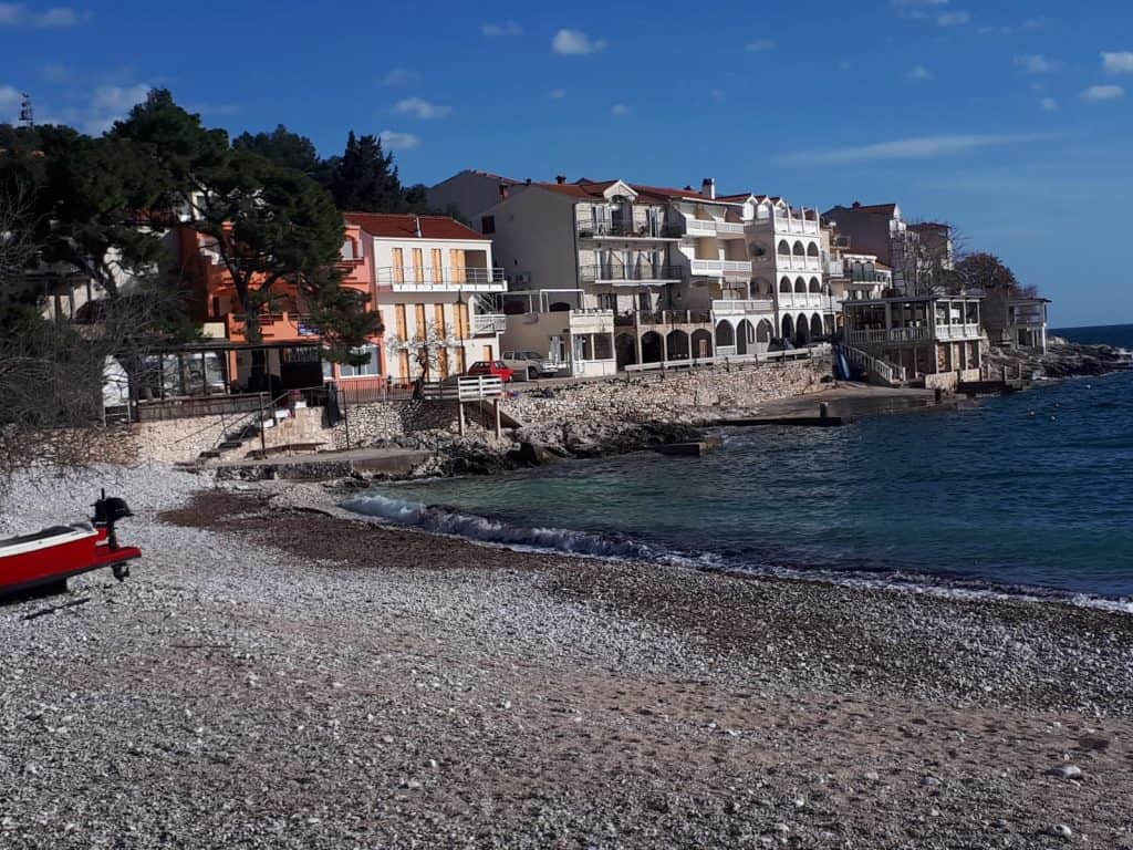 Waterfront houses along the shore at Milna