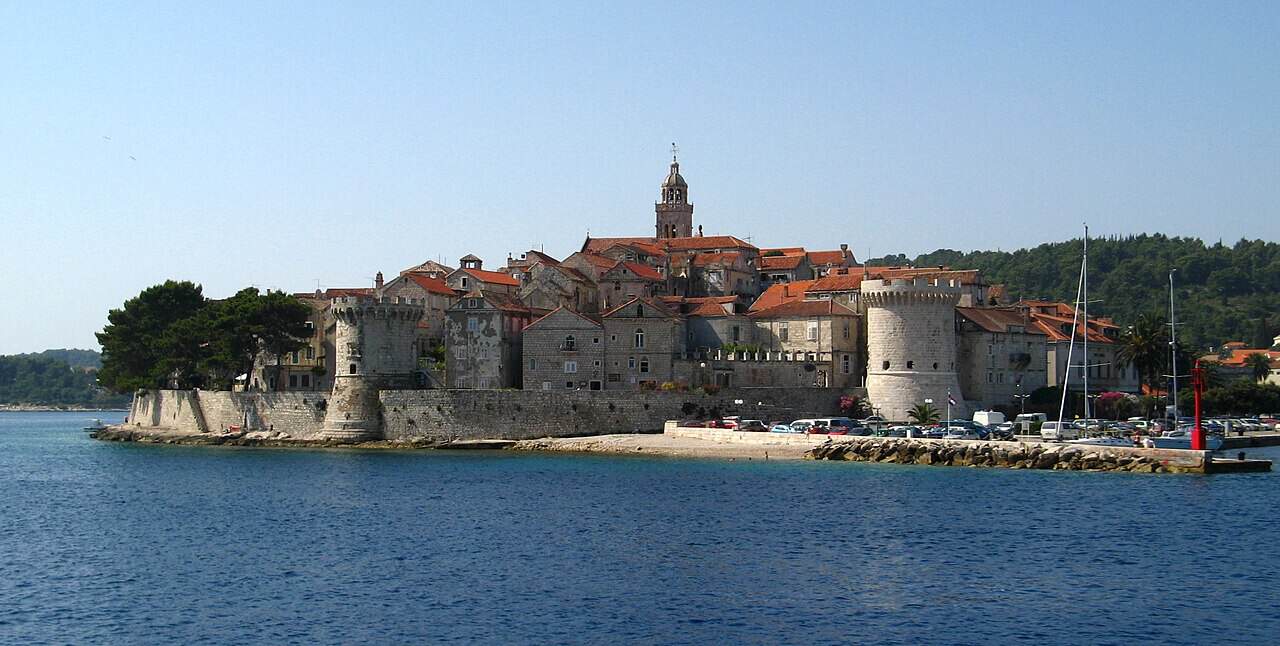 Korcula old town walls, water taxi from Hvar to Korcula Town