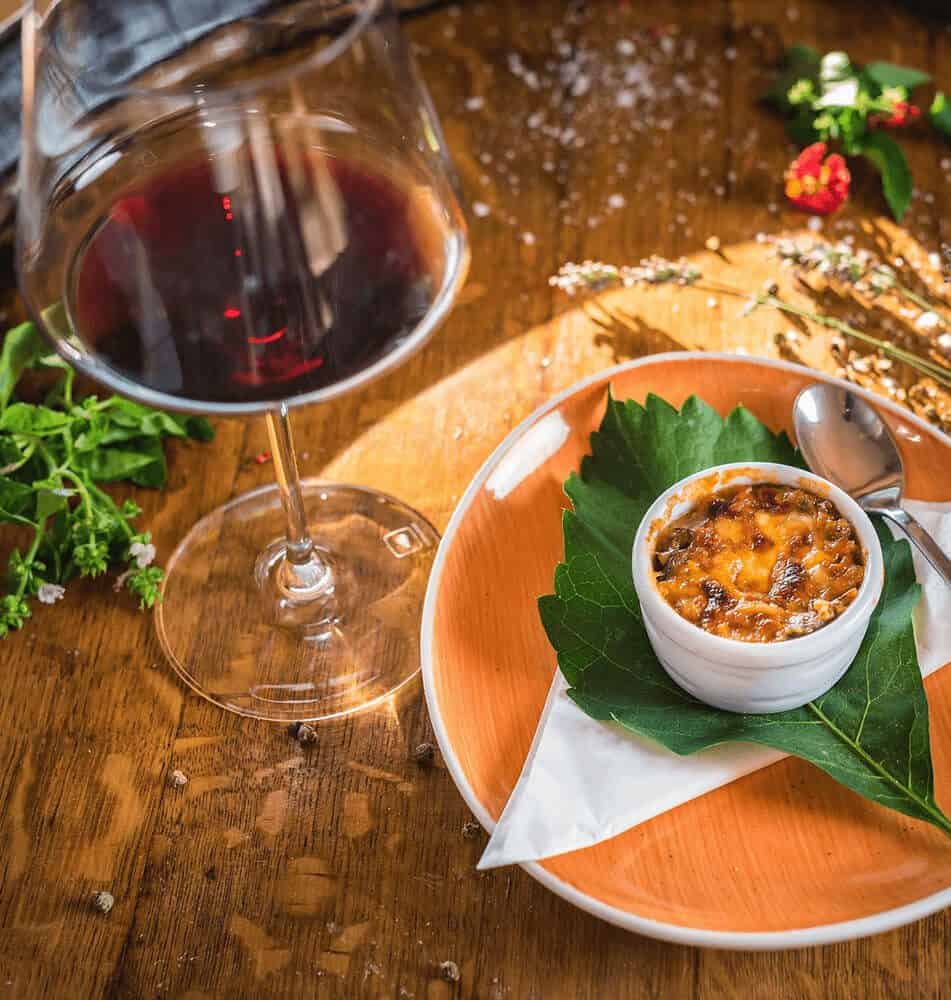 Red wine and food at Lacman Family Winery