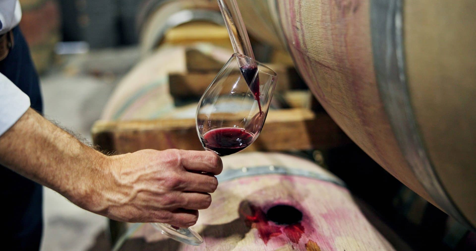 Red wine drawn from barrel