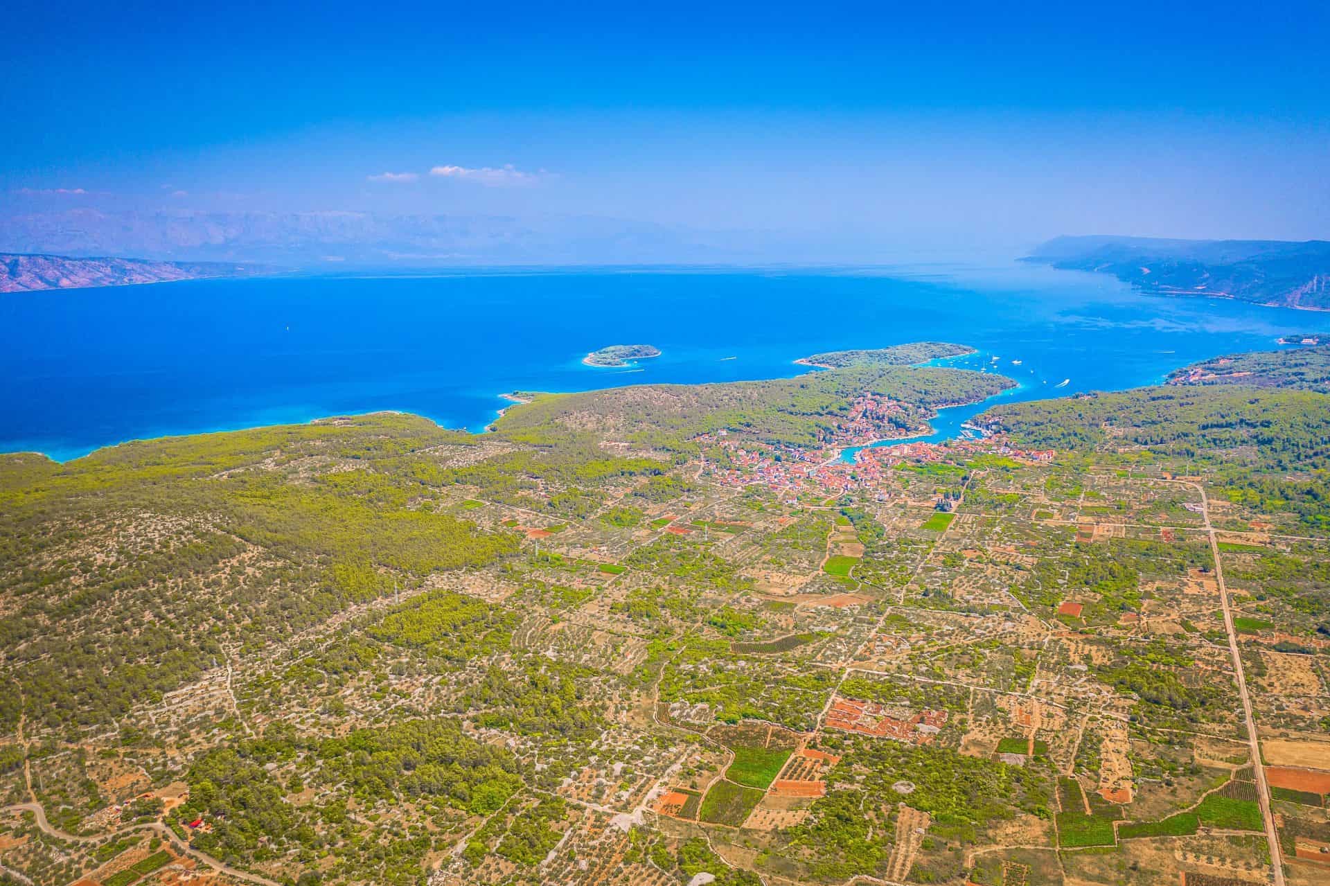 The Stari Grad Plain from above, with the sea beyond