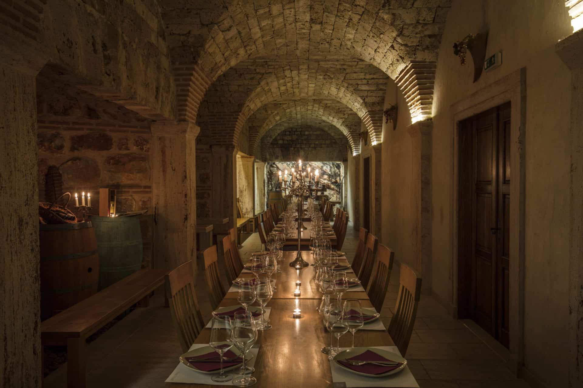 The Roman-style Triclinium tasting cellar at Tomić winery in Jelsa