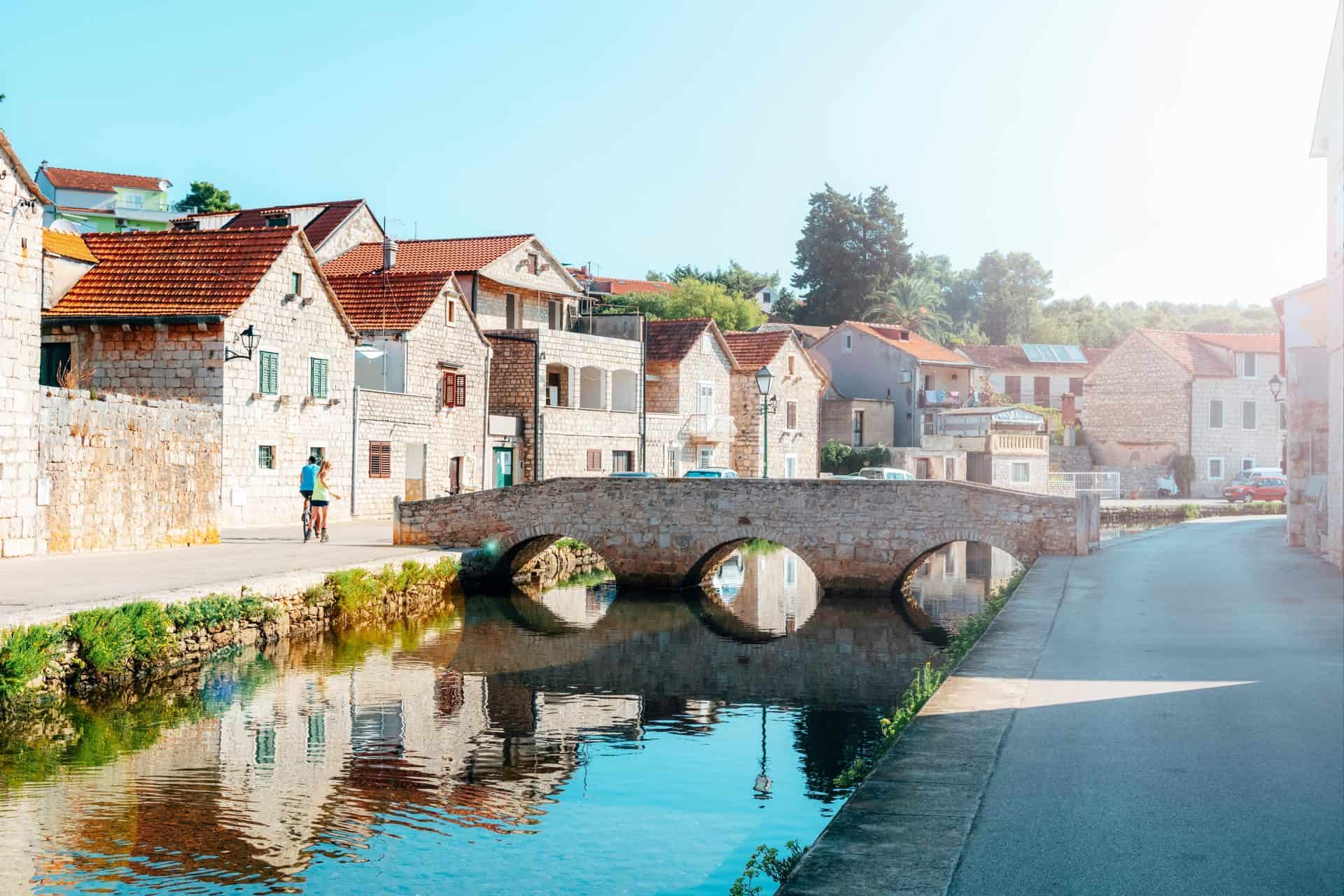 A stone bridge over the inlet in Vrboska