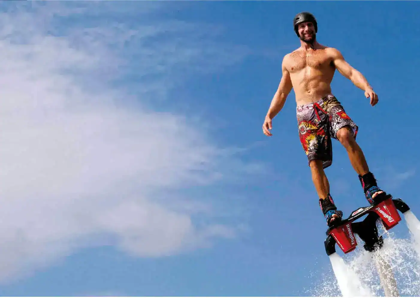Flyboarding off the Hvar waterfront, one of the water sports run from the town